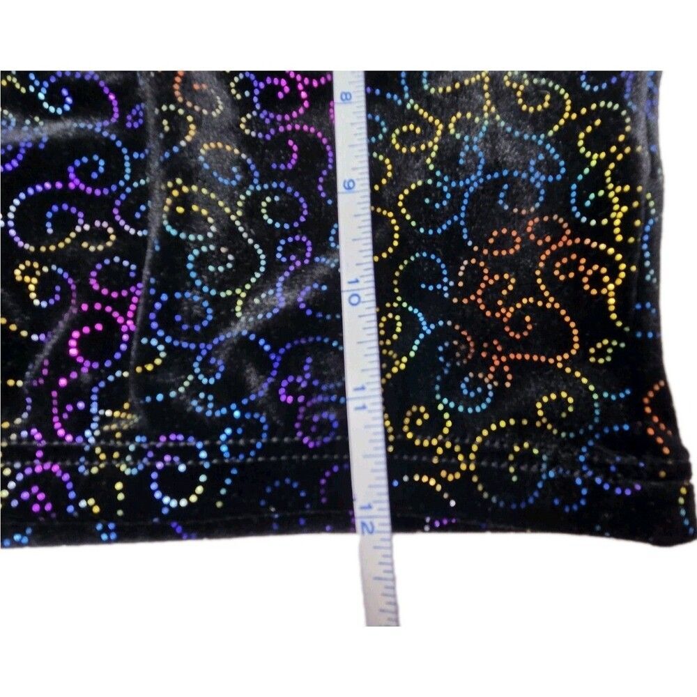 Body Wrappers VTG Mesh Velvet LS Mock Neck Dance Midriff Bling Top Preteen (XS) - Picture 16 of 16